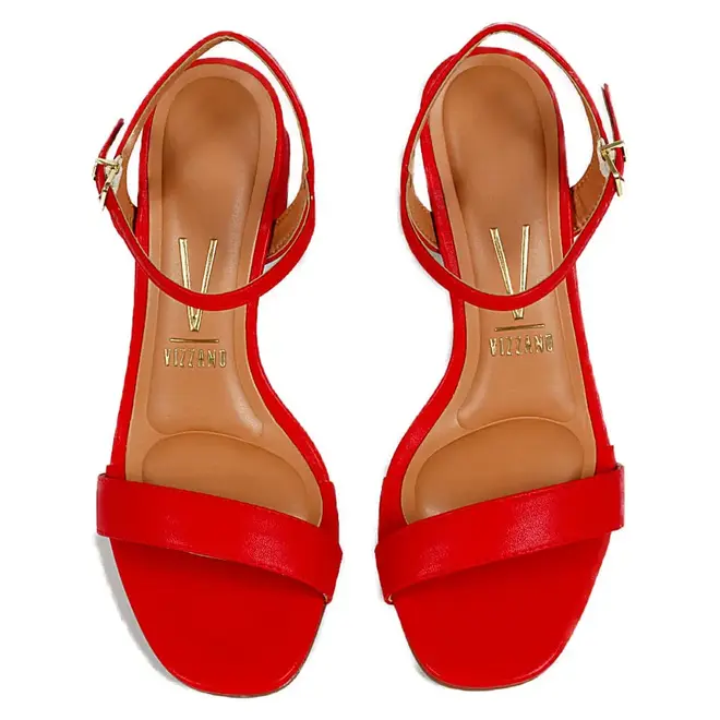 Sandália Salto Médio Vizzano Vermelho Feminino