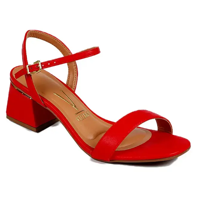 Sandália Salto Médio Vizzano Vermelho Feminino