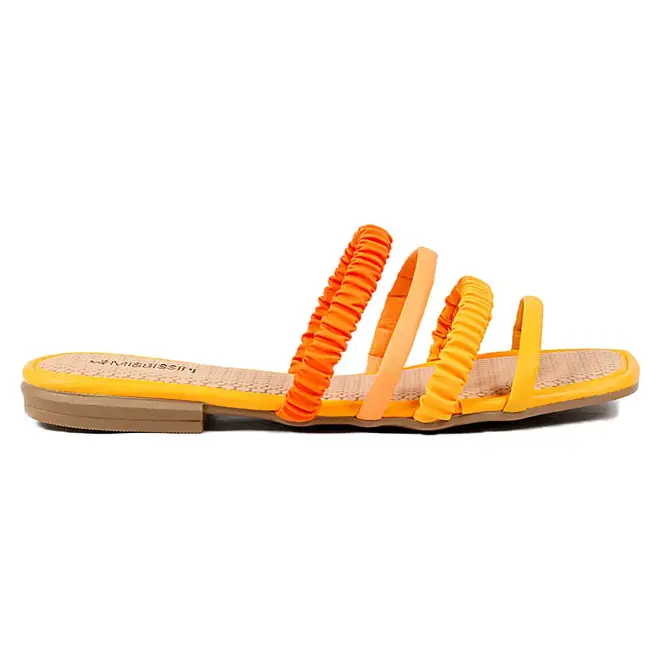 Tamanco Flat Mississipi Cores do Verão Amarelo e Laranja Feminino
