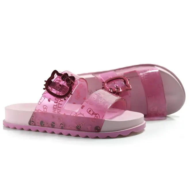 Sandália Flat Infantil Grendene Hello Kitty Summer Rosa 23280
