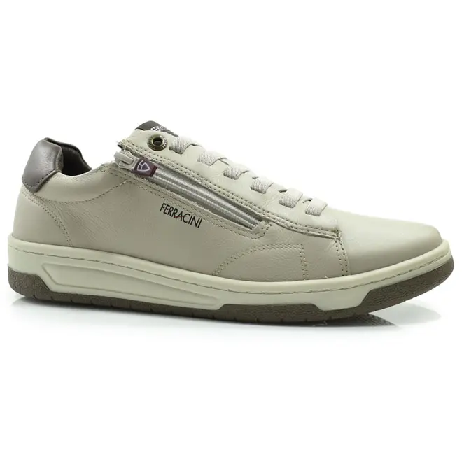 Sapatênis Masculino de Couro Ferracini Vox Creme 8052