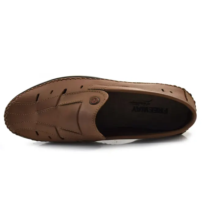 Sapatilha de Couro Masculina Free Way Logan Marrom LOGANX-2