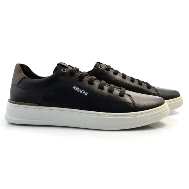 Sapatênis de Couro Masculino Ferracini Gold Preto 2075