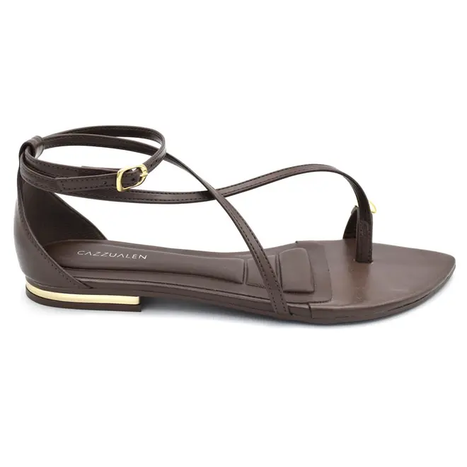 Sandália Rasteira Feminina Cazzualen Marrom T2573-104