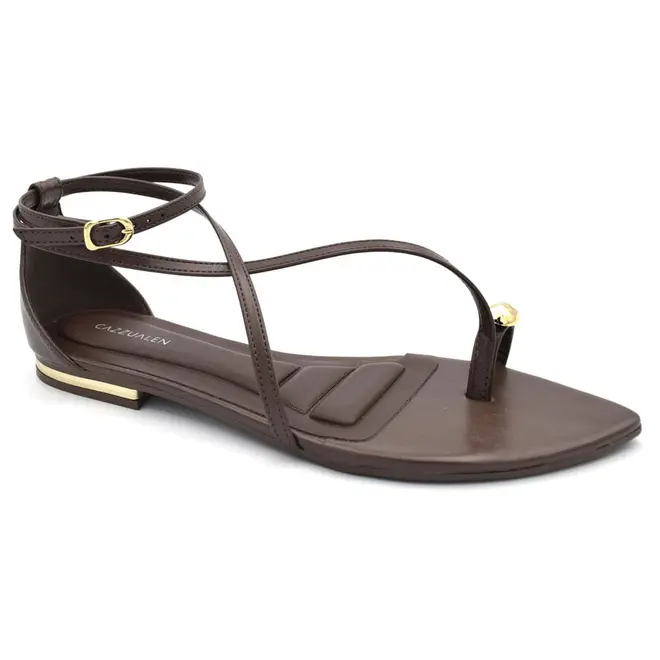 Sandália Rasteira Feminina Cazzualen Marrom T2573-104