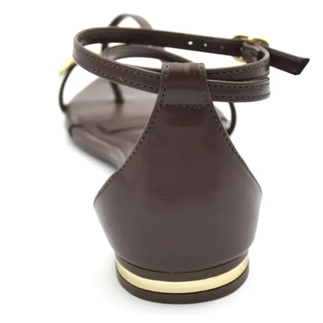 Sandália Rasteira Feminina Cazzualen Marrom T2573-104