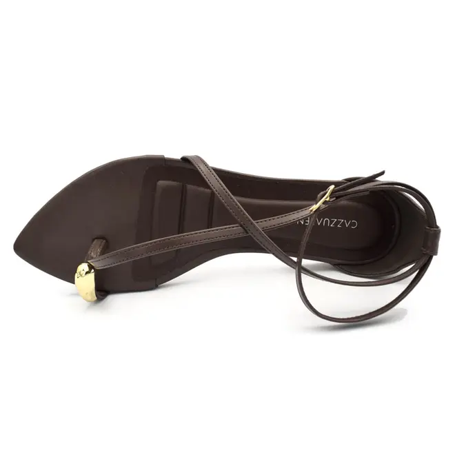 Sandália Rasteira Feminina Cazzualen Marrom T2573-104