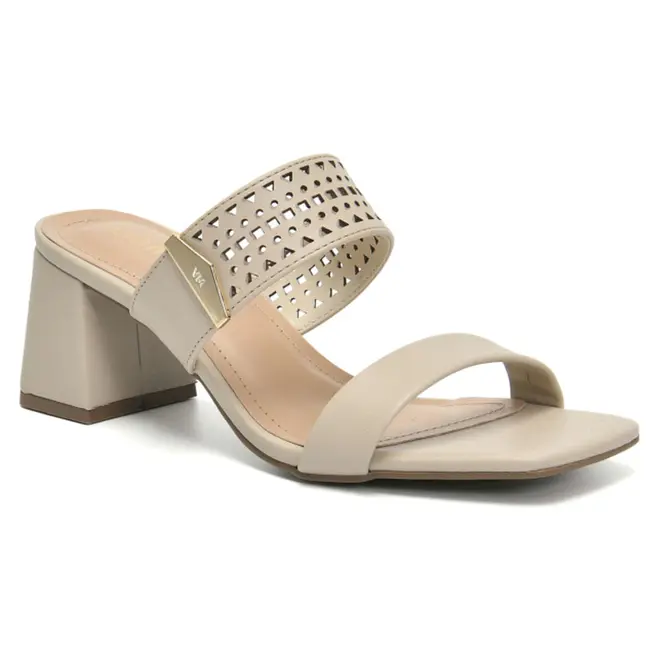 Tamanco de Salto Bloco Feminino Via Marte Off White 171-049-01