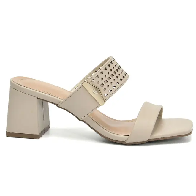Tamanco de Salto Bloco Feminino Via Marte Off White 171-049-01