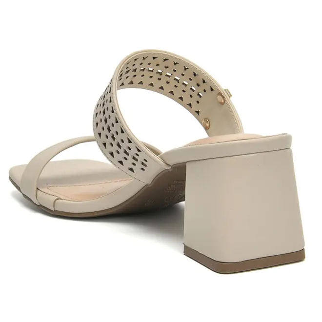 Tamanco de Salto Bloco Feminino Via Marte Off White 171-049-01
