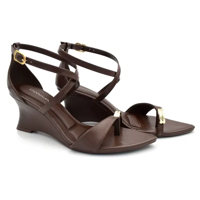 Sandália Anabela Feminina Cazzualen Marrom T6046-524