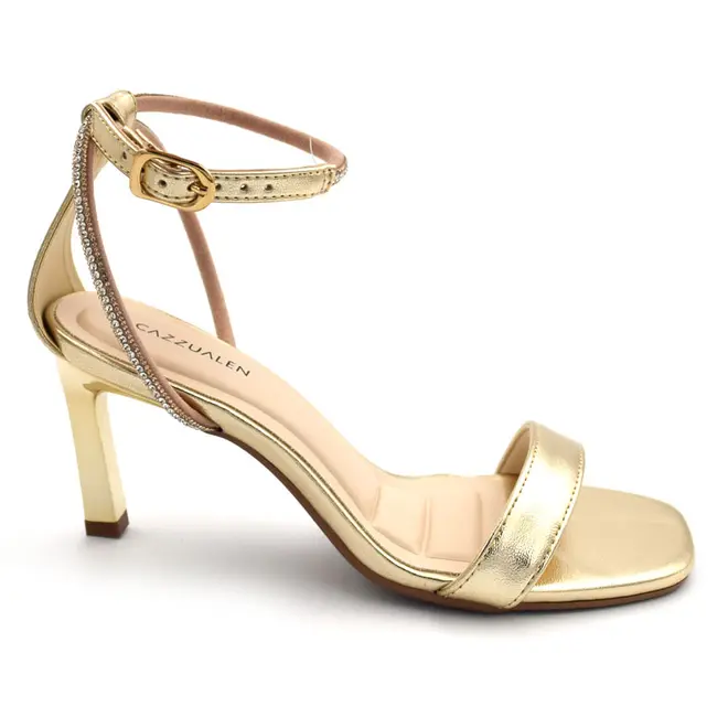 Sandália de Festa e Salto Feminina Cazzualen Dourado T7523-085