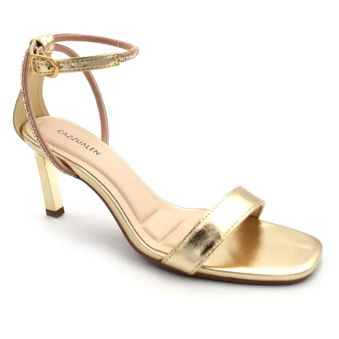 Sandália de Festa e Salto Feminina Cazzualen Dourado T7523-085