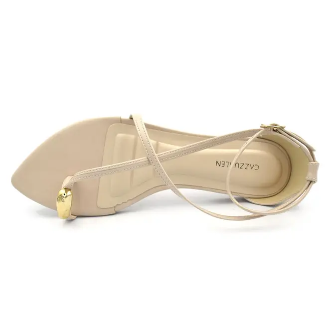 Sandália Rasteira Feminina Cazzualen Bege T2573-104