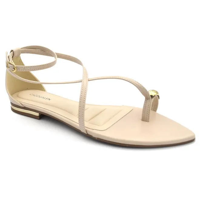 Sandália Rasteira Feminina Cazzualen Bege T2573-104