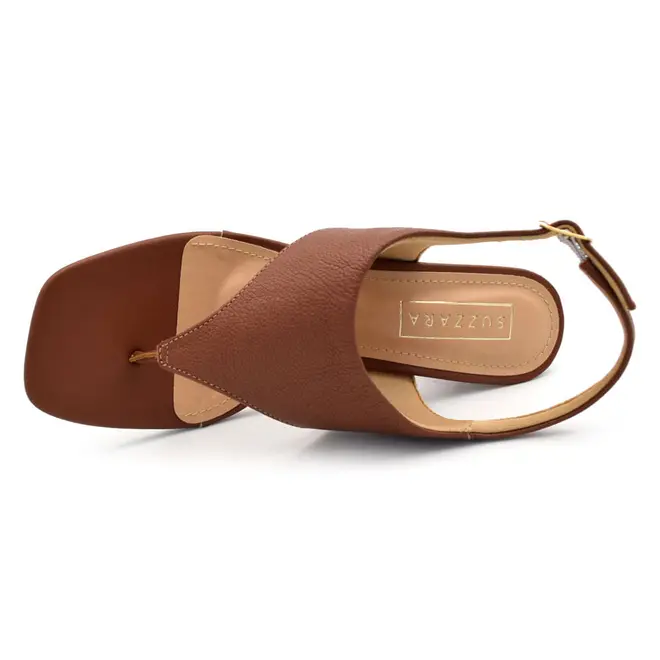 Sandália de Couro e Salto Feminina Suzzara Marrom 1066-2280