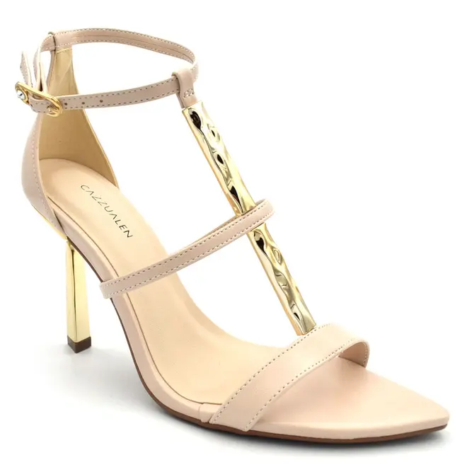 Sandália de Salto Feminina Cazzualen Creme T8633-203