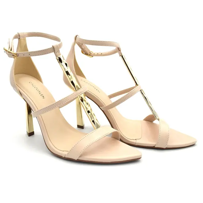 Sandália de Salto Feminina Cazzualen Creme T8633-203