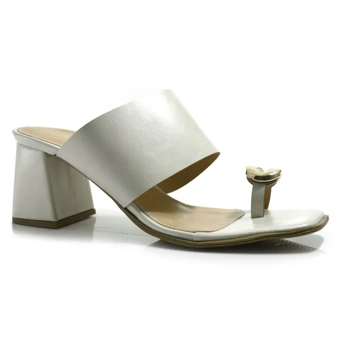 Tamanco de Salto Bloco Feminino Cazzualen Off White 20.961