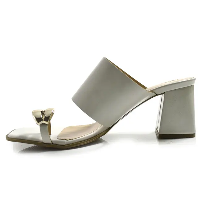 Tamanco de Salto Bloco Feminino Cazzualen Off White 20.961