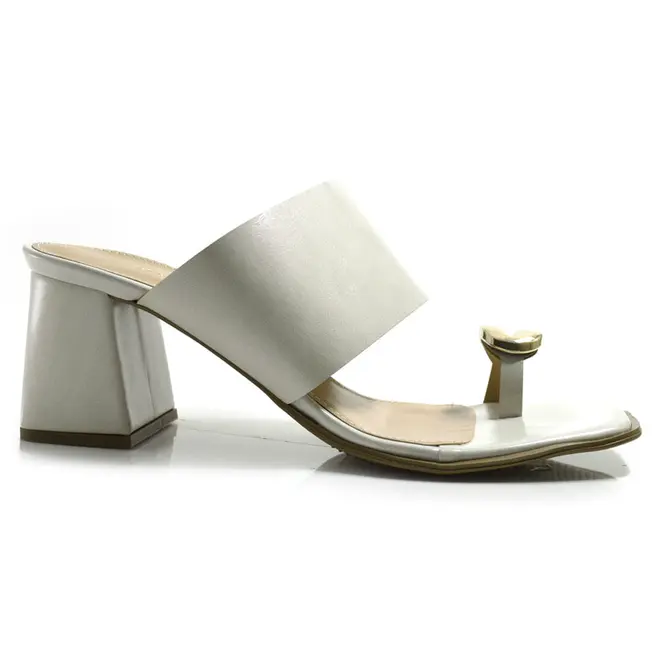Tamanco de Salto Bloco Feminino Cazzualen Off White 20.961