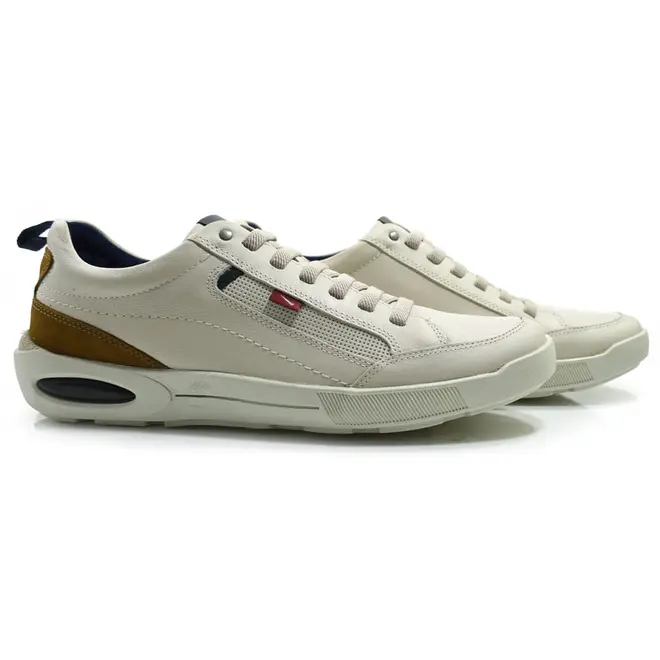 Sapatênis de Couro Masculino Ferracini Pulse Creme 2271