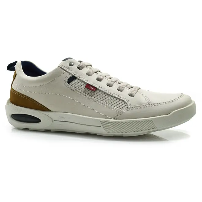 Sapatênis de Couro Masculino Ferracini Pulse Creme 2271
