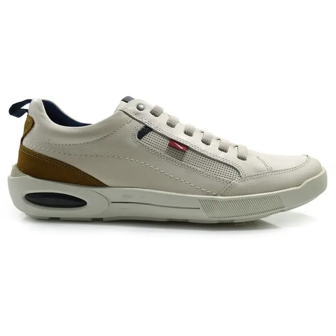 Sapatênis de Couro Masculino Ferracini Pulse Creme 2271
