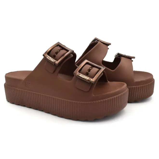 Tamanco Plataforma Feminino Zaxy Partner Air High Marrom 19458