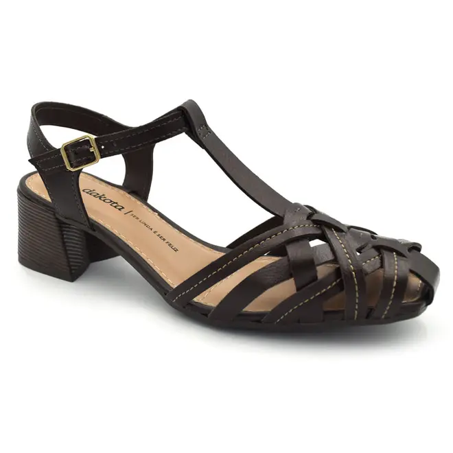 Sandália Fisherman com Salto Bloco Feminina Dakota Marrom D2364