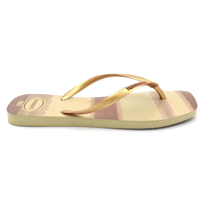 Chinelo Feminino Havaianas Slim Square Palet Glow Bege 4150474