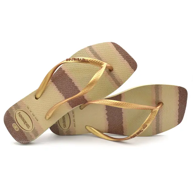 Chinelo Feminino Havaianas Slim Square Palet Glow Bege 4150474