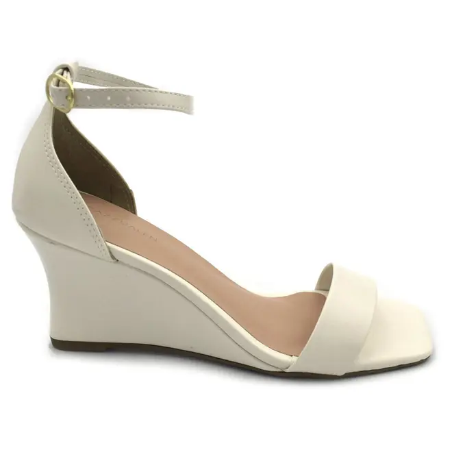 Sandália Anabela Feminina Cazzualen Off White 532.7778