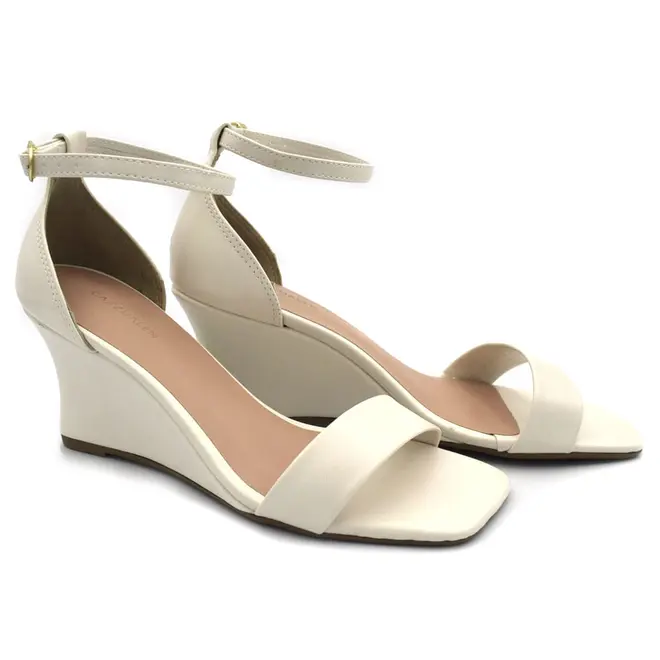 Sandália Anabela Feminina Cazzualen Off White 532.7778