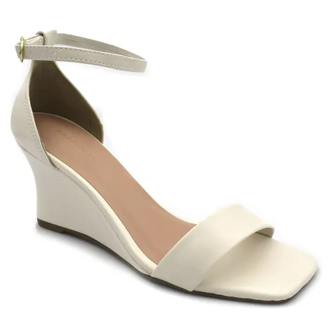 Sandália Anabela Feminina Cazzualen Off White 532.7778