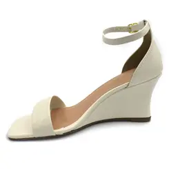 Sandália Anabela Feminina Cazzualen Off White 532.7778