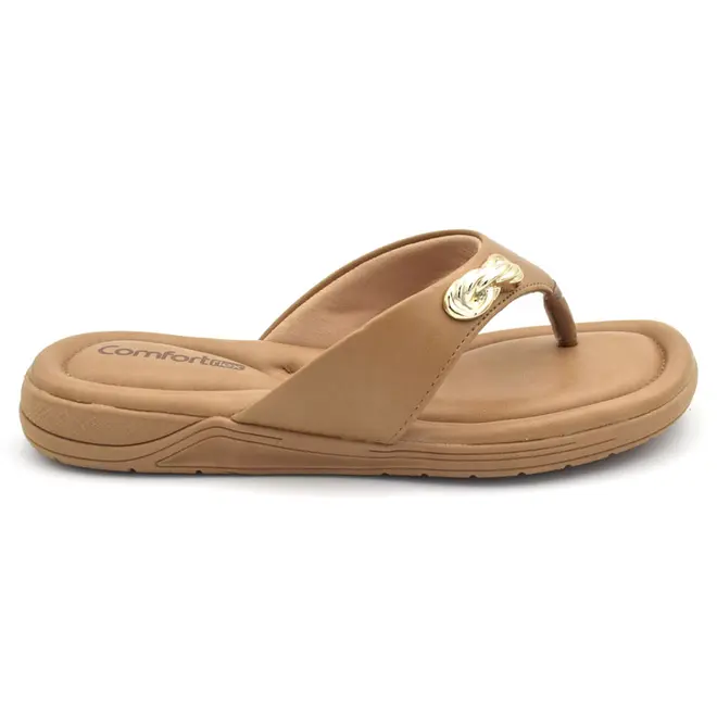Sandália Rasteira Feminina Comfortflex Bege 2680401