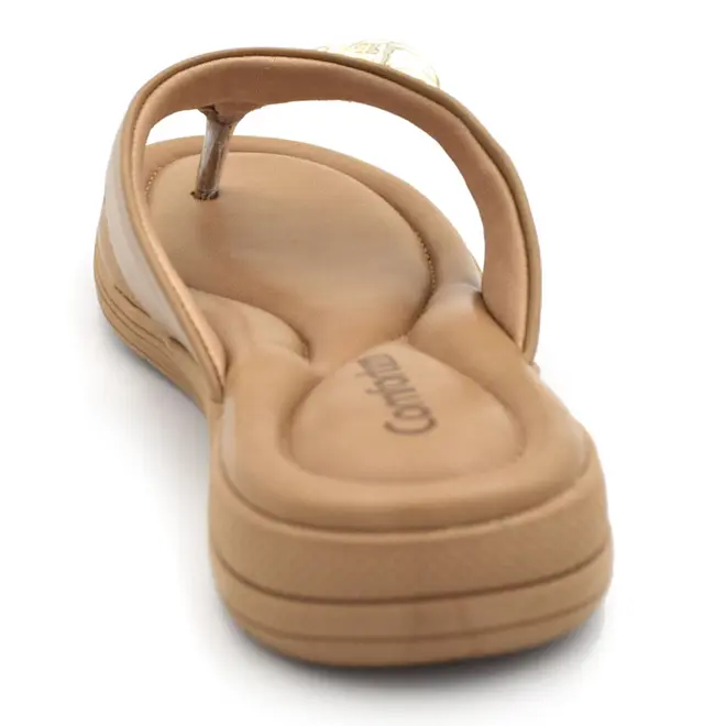 Sandália Rasteira Feminina Comfortflex Bege 2680401