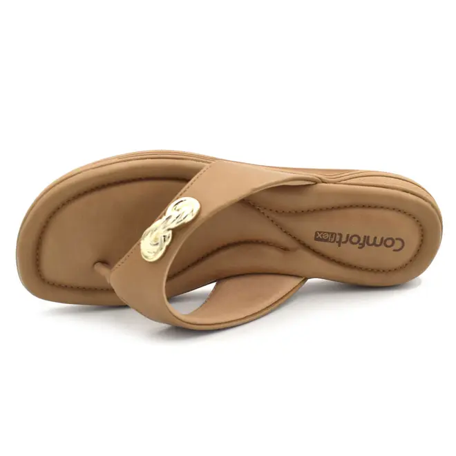 Sandália Rasteira Feminina Comfortflex Bege 2680401