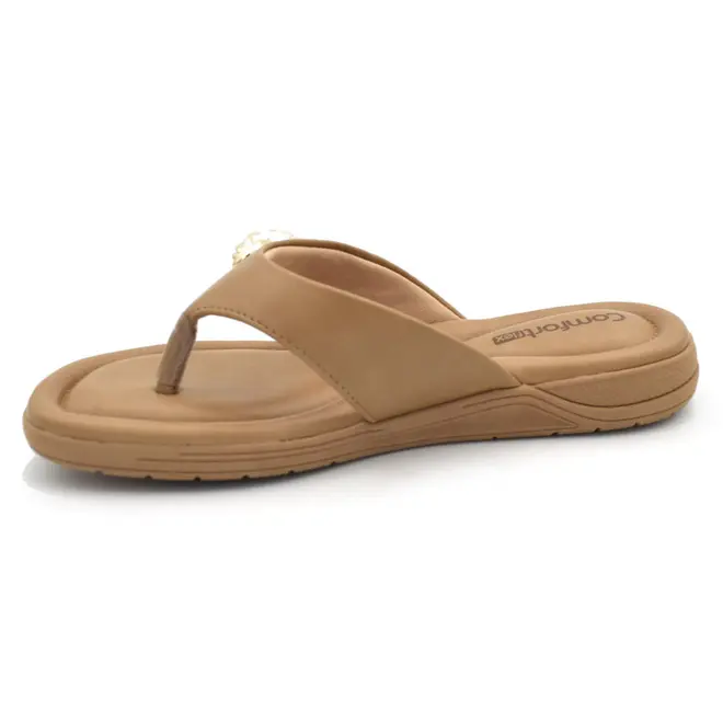 Sandália Rasteira Feminina Comfortflex Bege 2680401