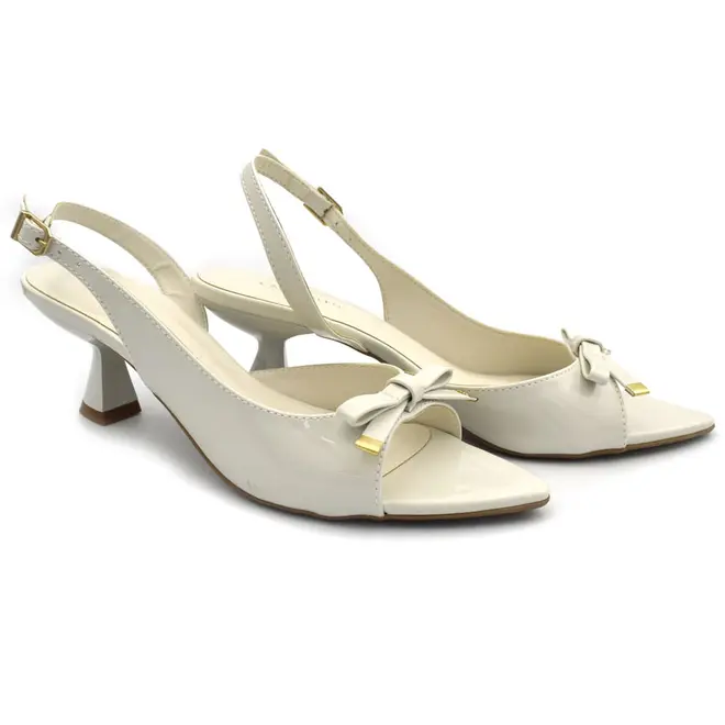 Sandália de Salto Feminina Cazzualen Off White 5321.12994