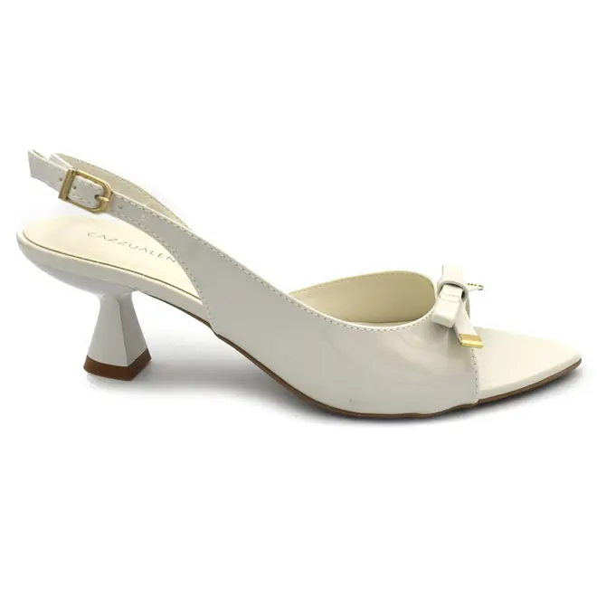 Sandália de Salto Feminina Cazzualen Off White 5321.12994