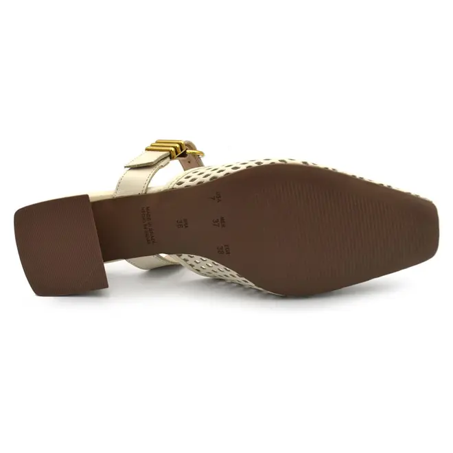 Mule de Couro e Salto Bloco Feminino Suzzara Off White 321.015