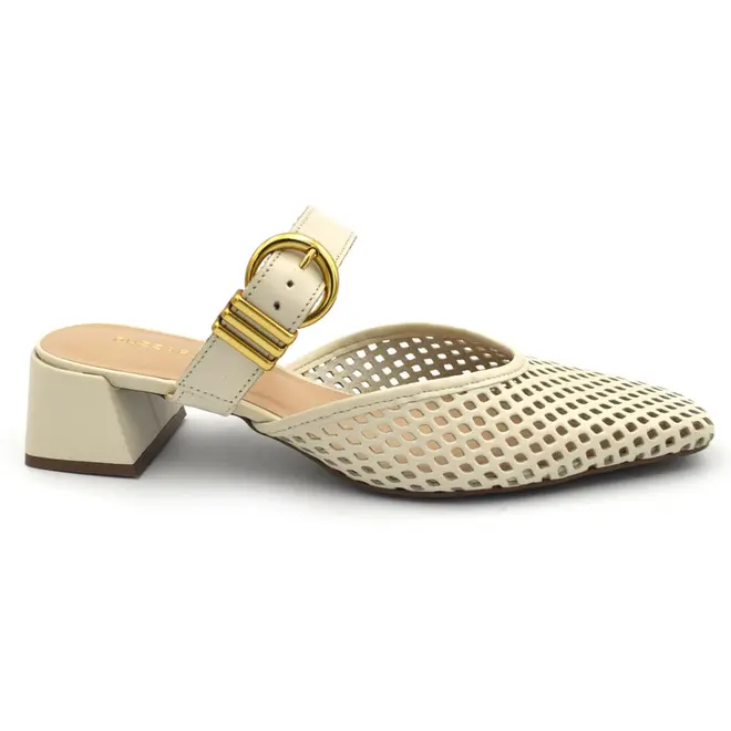 Mule de Couro e Salto Bloco Feminino Suzzara Off White 321.015