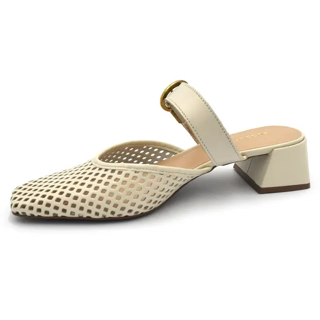 Mule de Couro e Salto Bloco Feminino Suzzara Off White 321.015