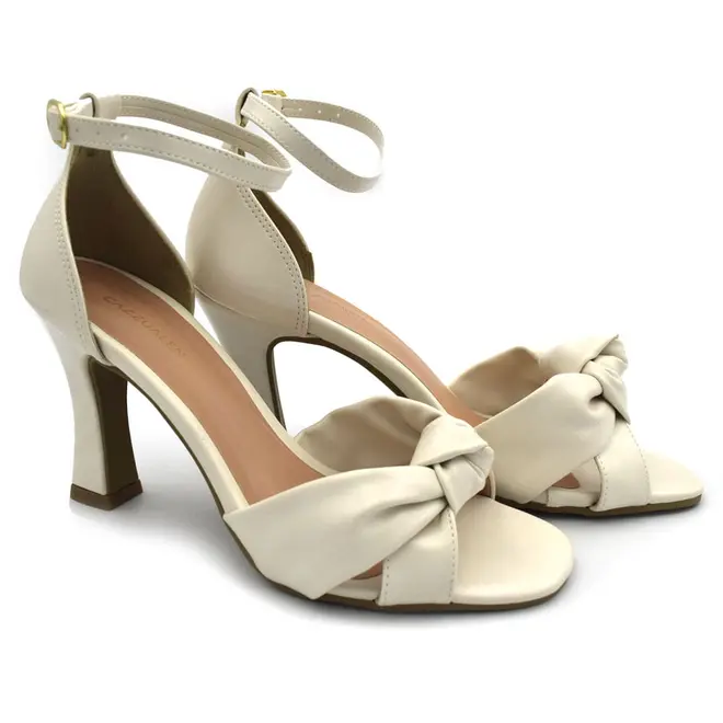 Sandália de Salto Feminina Cazzualen Off White 339.7822