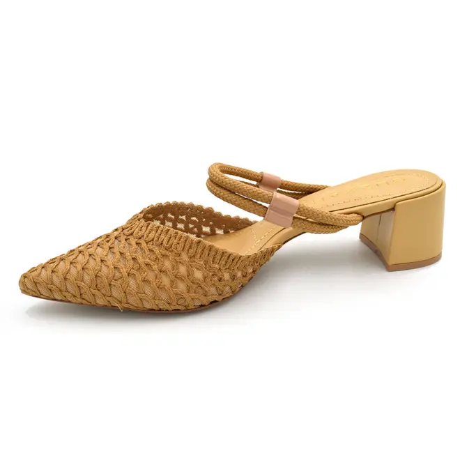 Mule de Salto Bloco Feminino Suzzara Bege 374061