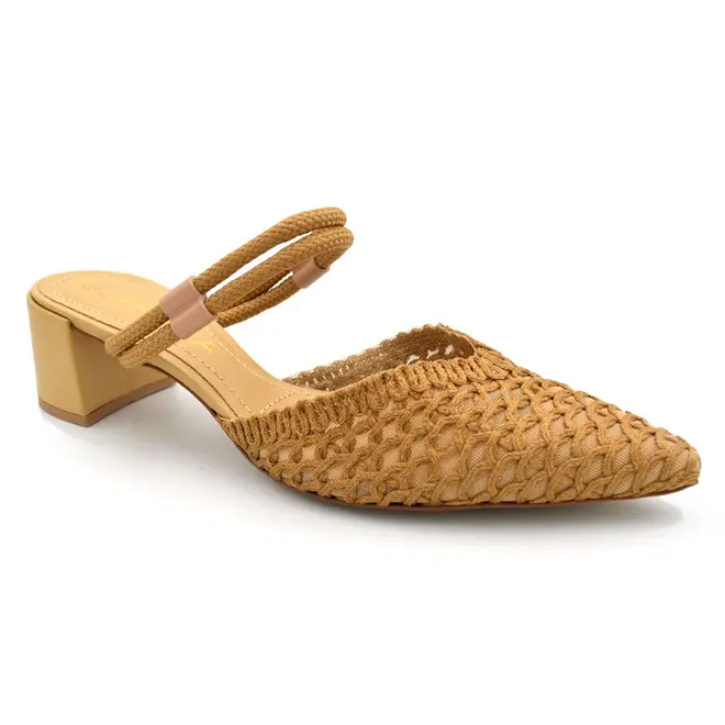 Mule de Salto Bloco Feminino Suzzara Bege 374061