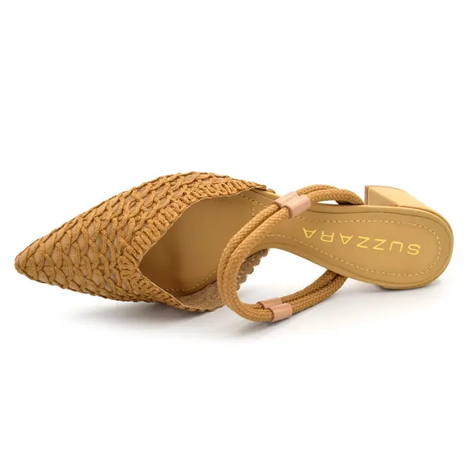 Mule de Salto Bloco Feminino Suzzara Bege 374061
