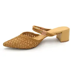 Mule de Salto Bloco Feminino Suzzara Bege 374061